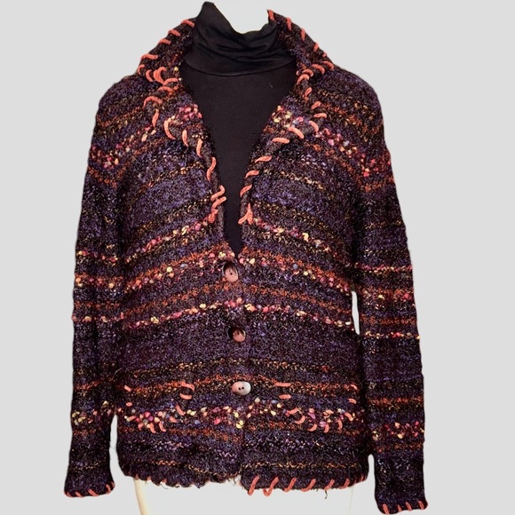 Coldwater Creek Wool Blend Multicolor Sweater-Blazer Size Medium - Picture 1 of 8